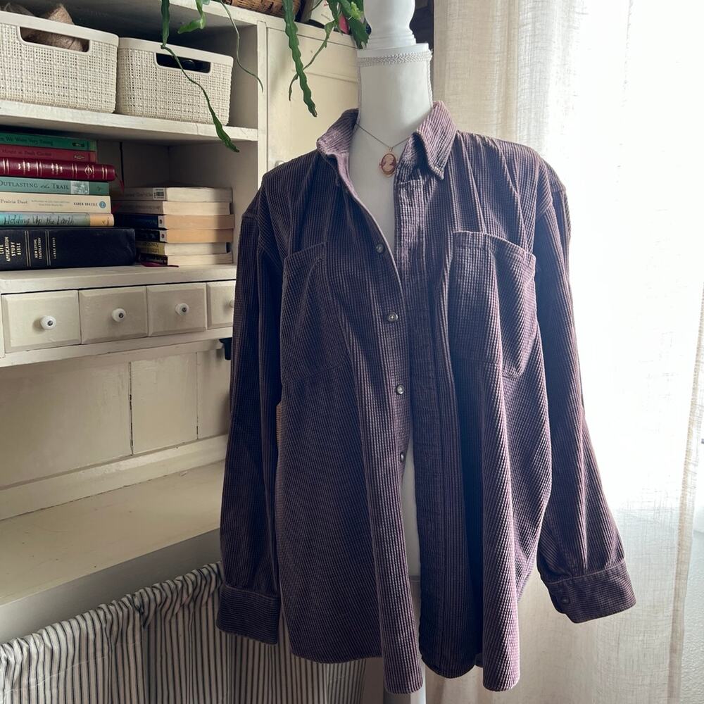 Cabelas outdoor gear brown purple corduroy button down shirt size large tall